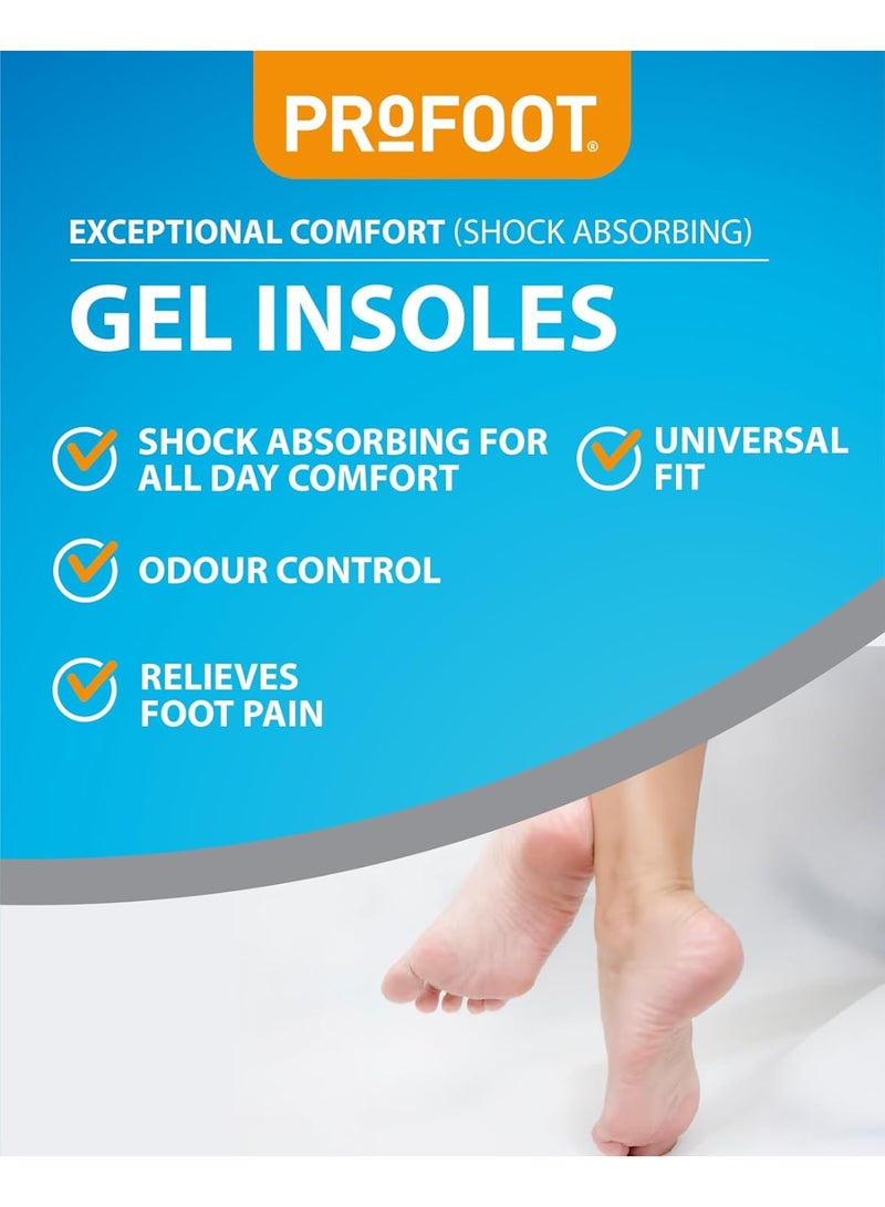 ProFoot Gel Insoles For Women Exceptional Comfort & Shock Absorption Super-Soft Top Cover 5-9 Size - Image 2